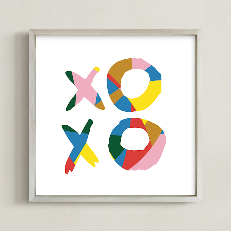 "xoxo - be bright" - Art Print in Mid Century Rainbow by Christina Flowers - Framed