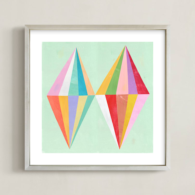 "Two Diamonds" - Art Print in Mint by melanie mikecz - Framed