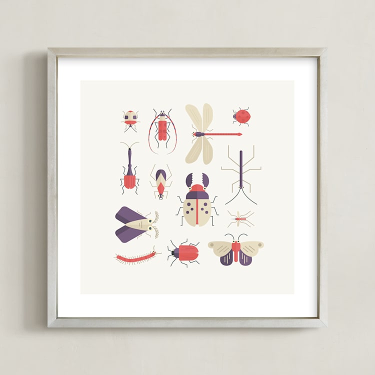 "Bugs Squared" - Art Print in Sand by Dawn Jasper - Framed