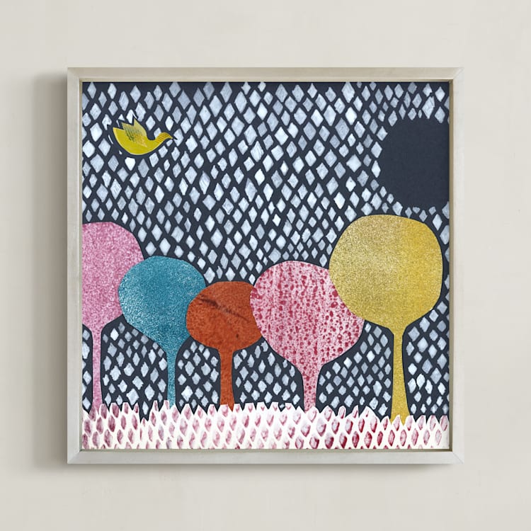 "Diamond Forest" - Art Print in Forest Blue by Bethania Lima - Framed