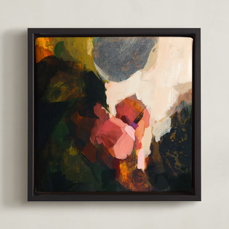 "Square Abstract 2" - Art Print in Rose by Wendy Keller - Framed Canvas