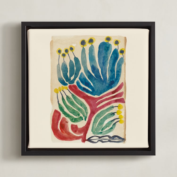 "Magical Plants N.2" - Art Print in Brick Red by Catilustre - Framed Canvas