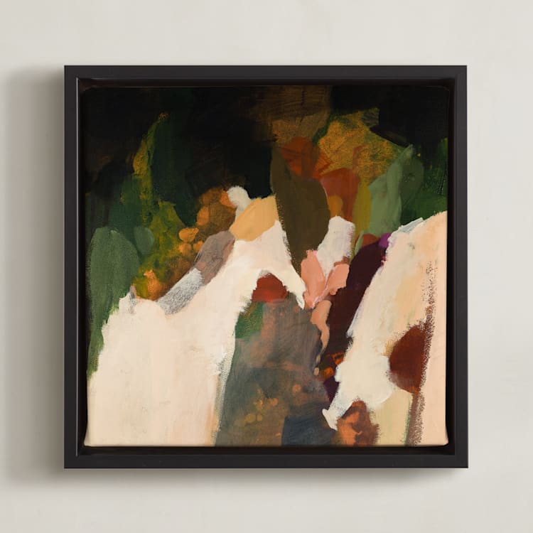 "Square Abstract 1" - Art Print in Moss by Wendy Keller - Framed Canvas
