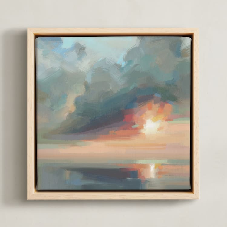 "Hotshot Sky" - Art Print in Dusky Coral by Khara Ledonne - Framed Canvas