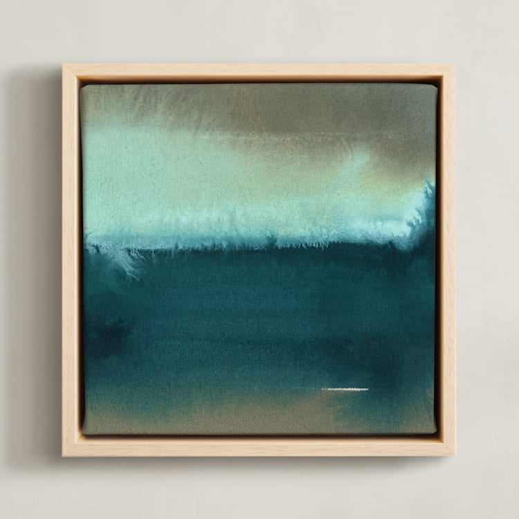 "Island Surf Day and Night 2" - Art Print in Turquoise Sea by Christina Flowers - Framed Canvas
