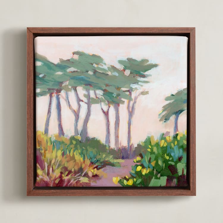 "Cool Morning" - Art Print in misty peach by sue prue - Framed Canvas