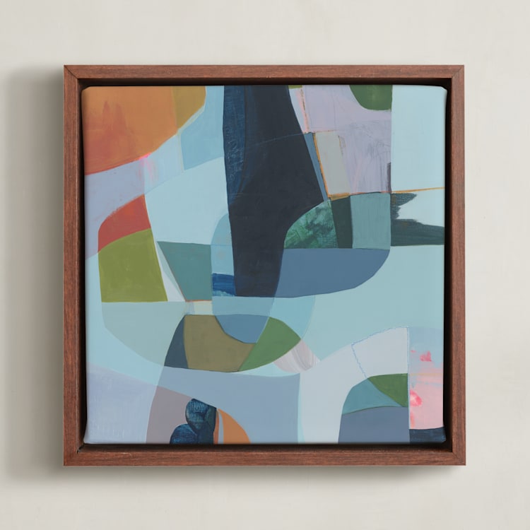 "Waypoint 2" - Art Print in Soft Blue Sage by Eunmee Studio - Framed Canvas