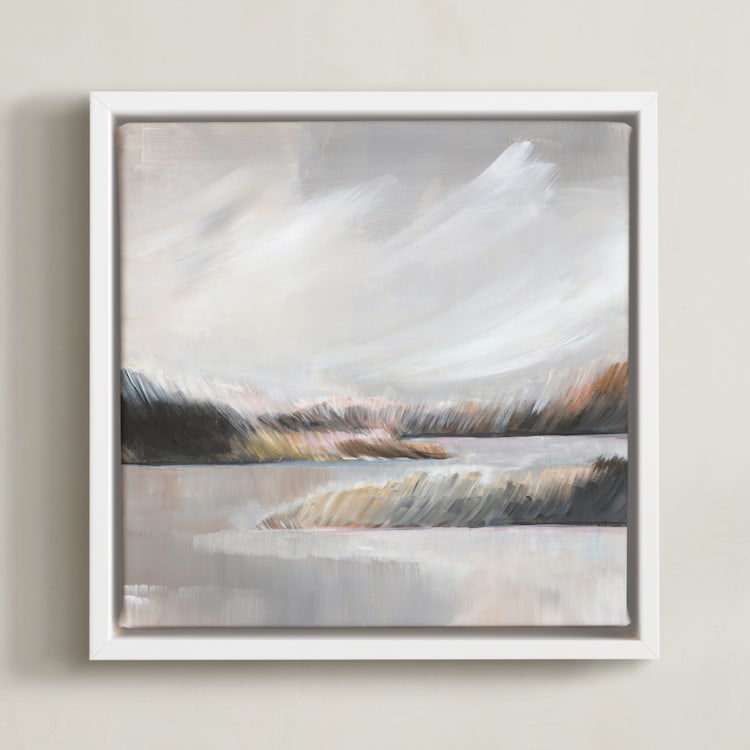 "Misty Beaches ll" - Art Print in Misty grey by AlisonJerry - Framed Canvas