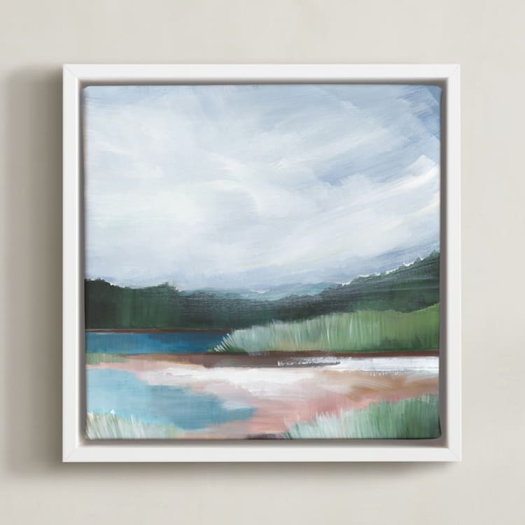 "Torrey Pines II" - Art Print in Pine Blue by AlisonJerry - Framed Canvas
