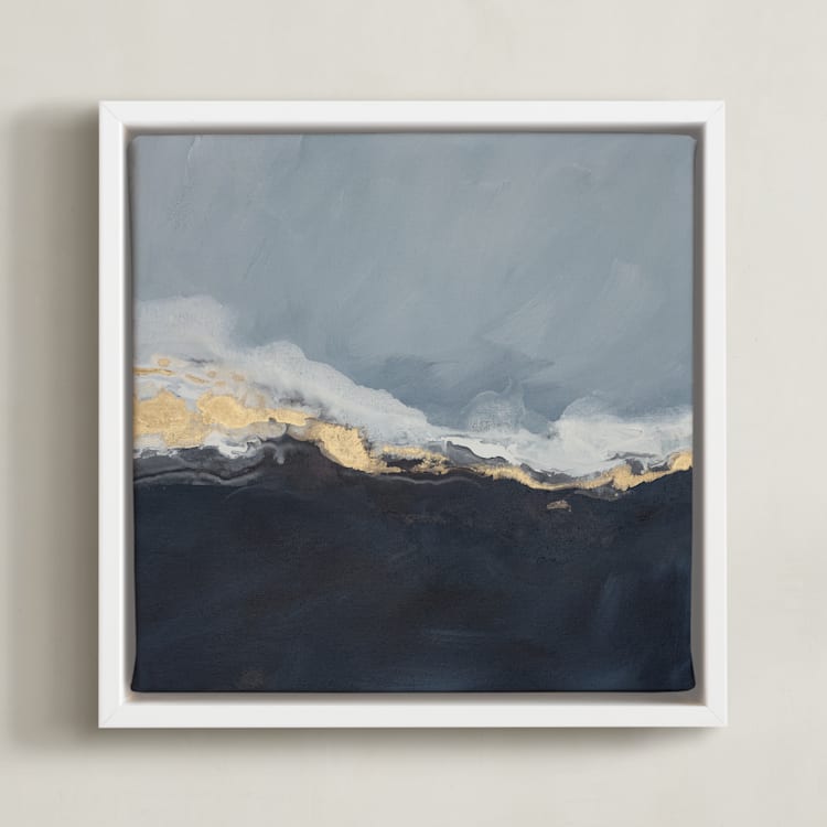 "Pearl Sky II" - Art Print in Deep Blue by Julia Contacessi - Framed Canvas