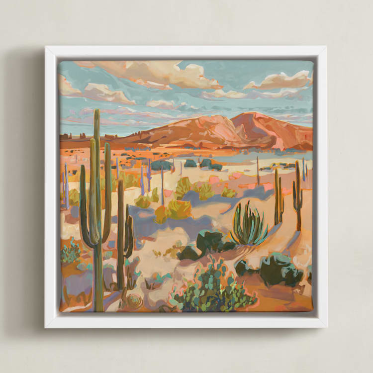"Bright Side" - Art Print in Sand by Jess Franks - Framed Canvas