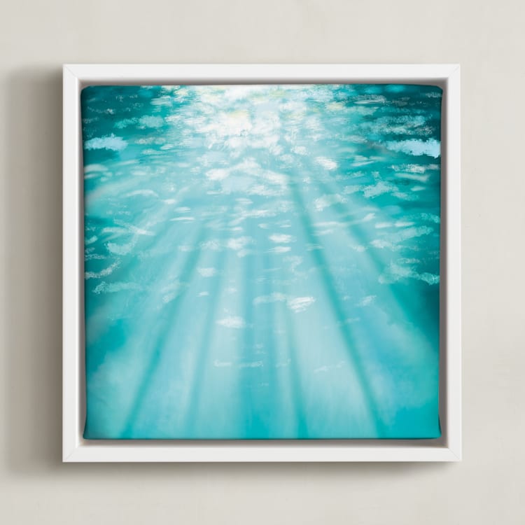 "Ocean Sunlight" - Art Print in Calypso Blue by Paula Pecevich - Framed Canvas