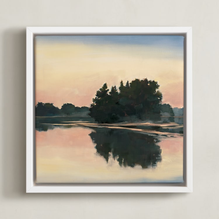 "Mist of Time II" - Art Print in Peach Reflection by Stephanie Goos Johnson - Framed Canvas