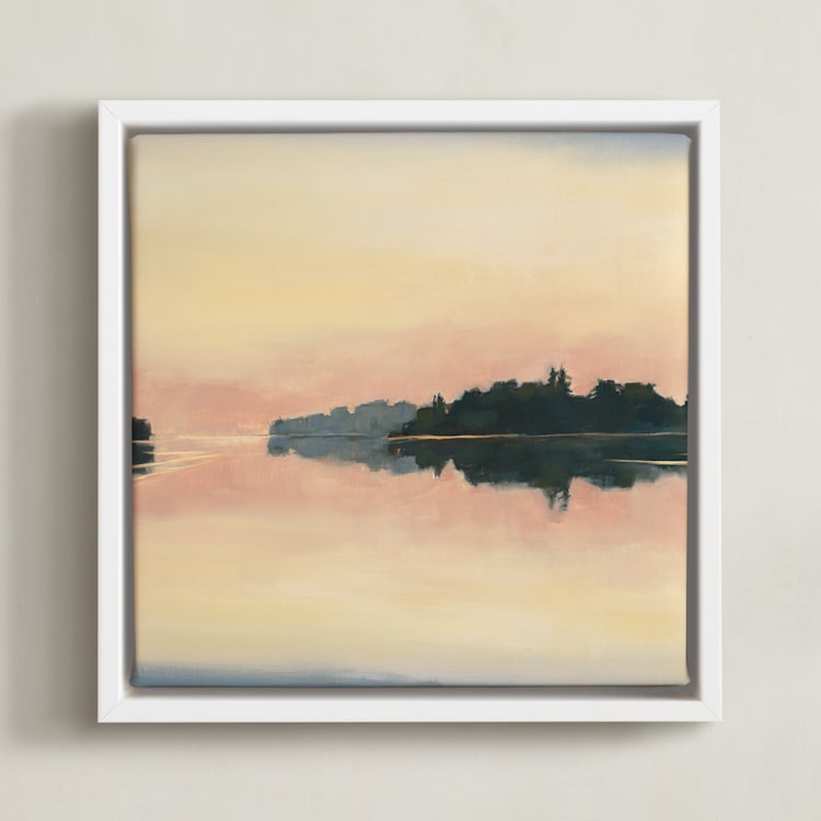 "Mist of Time I" - Art Print in Peach Reflection by Stephanie Goos Johnson - Framed Canvas