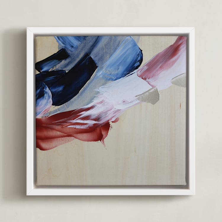 "We Will Move I" - Art Print in Deep Blue and Rose Red by Candace Rae Art - Framed Canvas