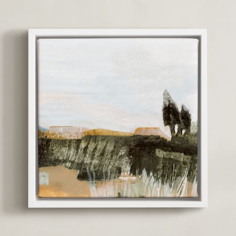 "Hudson (Triptych) III" - Art Print in Pale Blue by Mande Calhoun - Framed Canvas