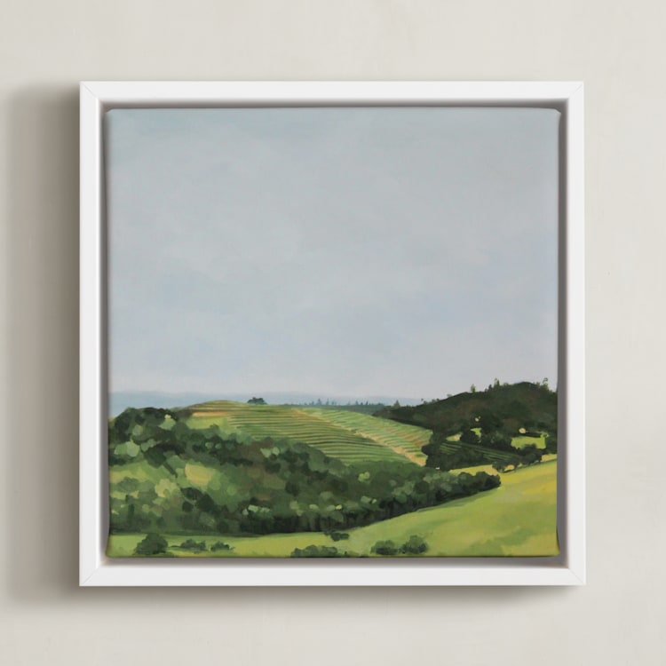 "Rolling Vines" - Art Print in sage by Amanda Phelps - Framed Canvas