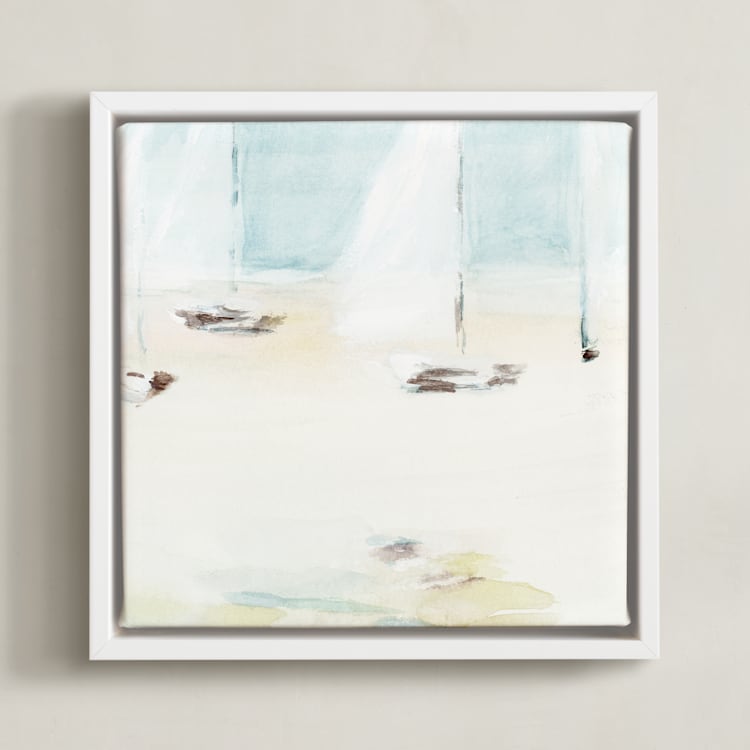 "Ahoy" - Art Print in Salt Water Blue by Mande Calhoun - Framed Canvas