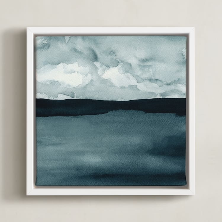 "A Hushed Evening" - Art Print in Indigo Blue by Renee Anne Bouffard-McManus - Framed Canvas
