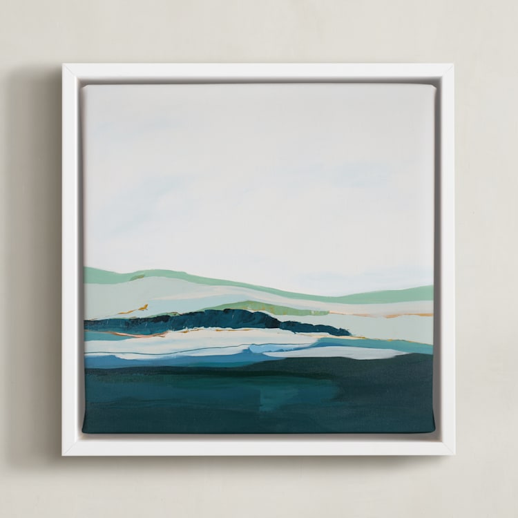"Pacific Seascape" - Art Print in mint green by Caryn Owen - Framed Canvas