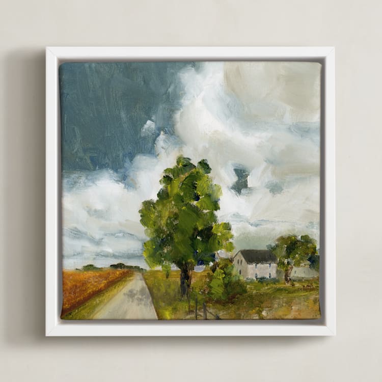 "Farm House" - Art Print in Grass by Lindsay Megahed - Framed Canvas