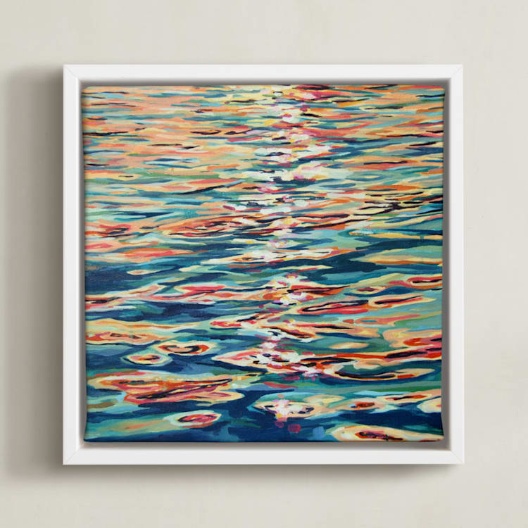 "Rift" - Art Print in Apricot by Kelly Johnston - Framed Canvas
