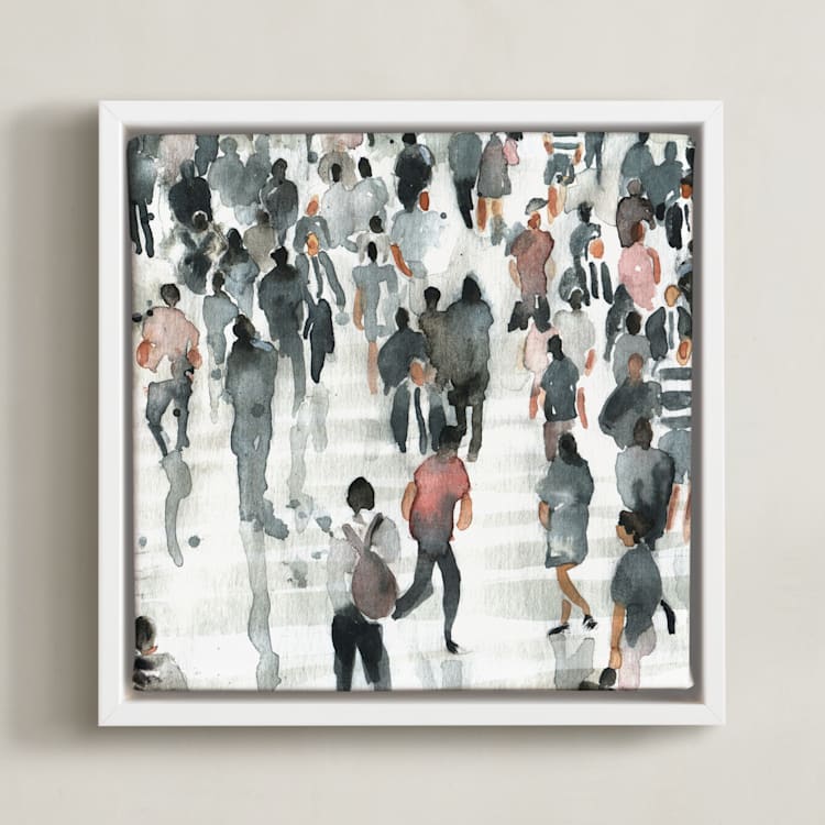 "Coming back" - Art Print in dark blue by Lulaloo - Framed Canvas
