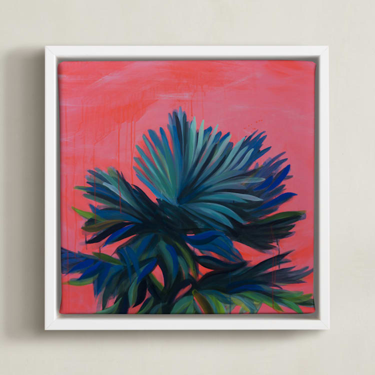 "Tropic Like It's Hot" - Art Print in Hot Pink by Rachel Roe - Framed Canvas