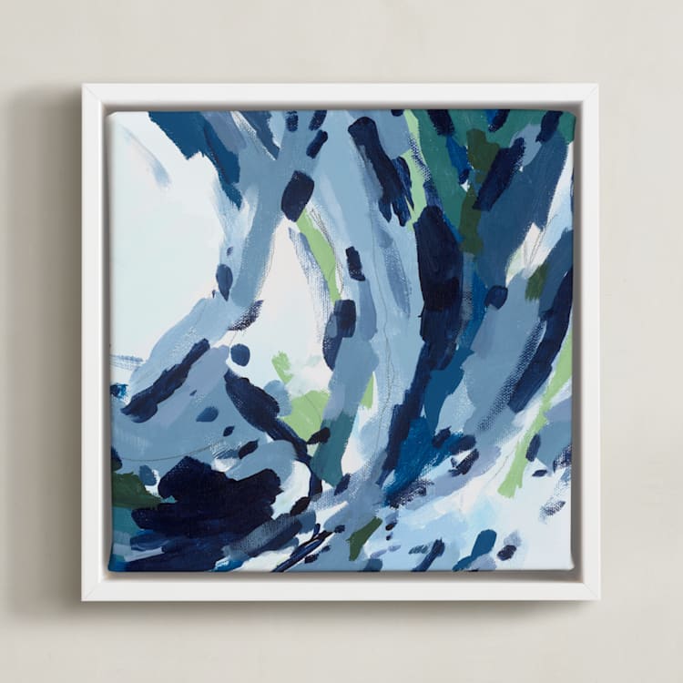 "Verdant Wave " - Art Print in Sea Blue by Katie Craig - Framed Canvas