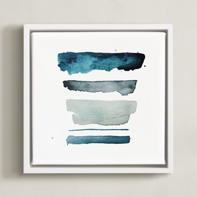 "of land and sea - deep" - Art Print in Aqua by Kiana Lee - Framed Canvas