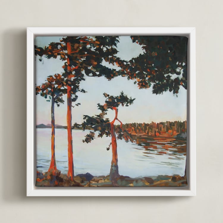 "Davison Head" - Art Print in Pale Blue by Kelly Johnston - Framed Canvas