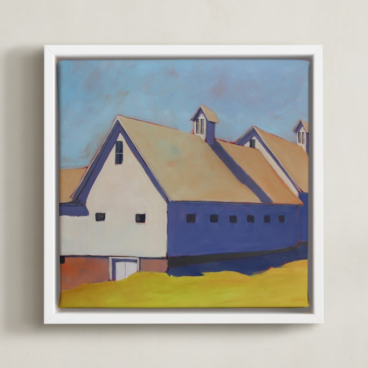 "Saffron and Blue Shade" - Art Print in Deep Saffron by Carol C. Young - Framed Canvas