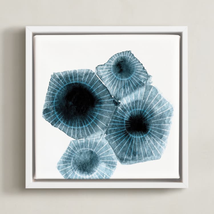 "fossilized rock" - Art Print in Dark Ocean by Tanya Lee of Frooted Design - Framed Canvas