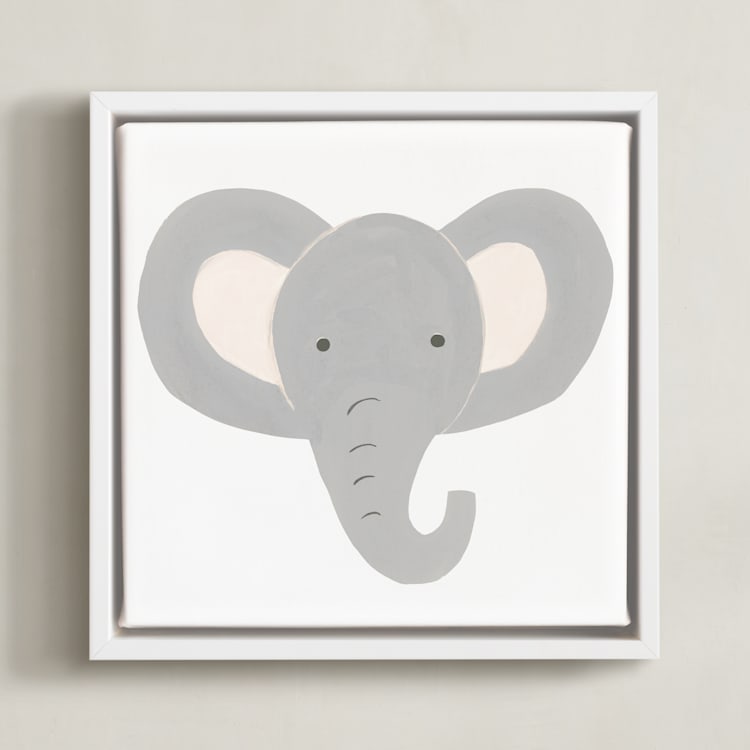 "Animal Faces 2" - Art Print in Grey by Teju Reval - Framed Canvas