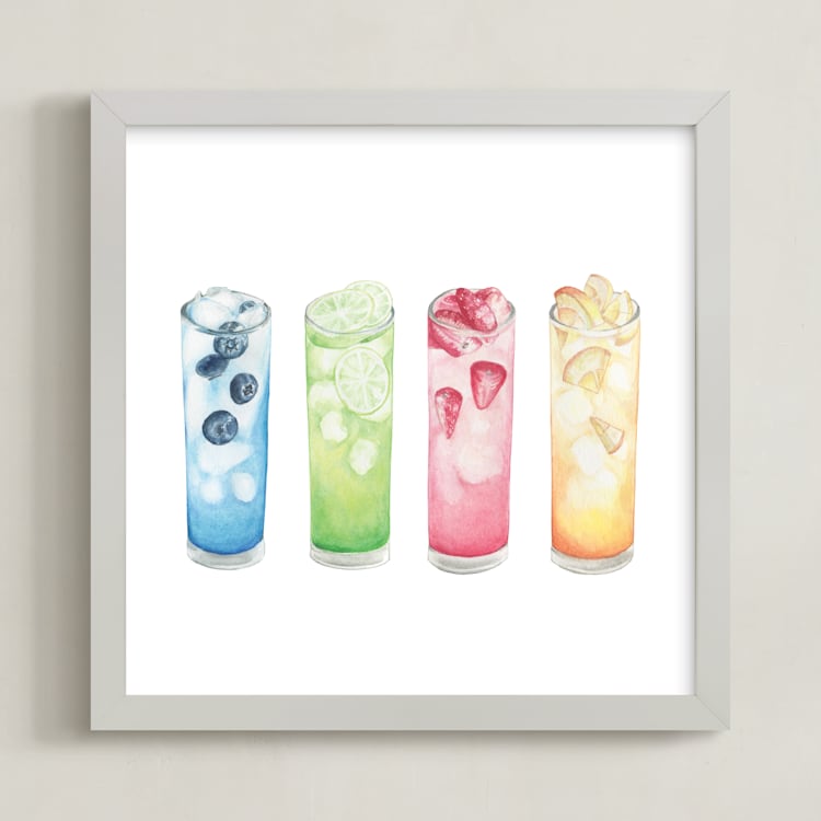 "watercolor drinks" - Art Print in Rainbow by Anne Kostecki - Framed