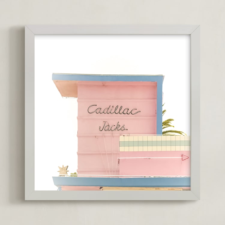 "Cadillac Jacks" - Art Print in Warm pastel pink by Lisa Sundin - Framed