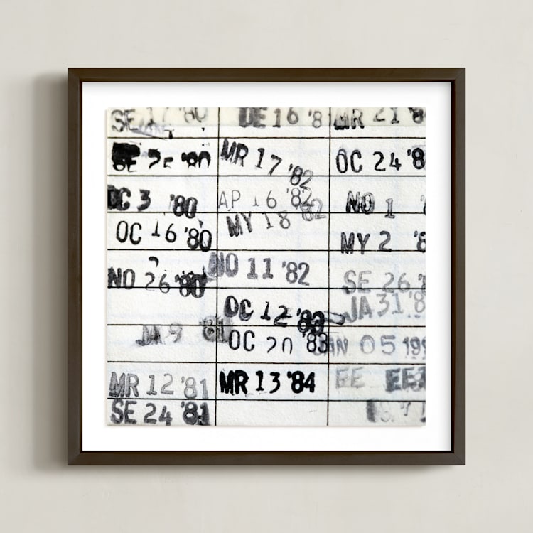 "Date Due" - Art Print in Ivory by ALICIA BOCK - Framed