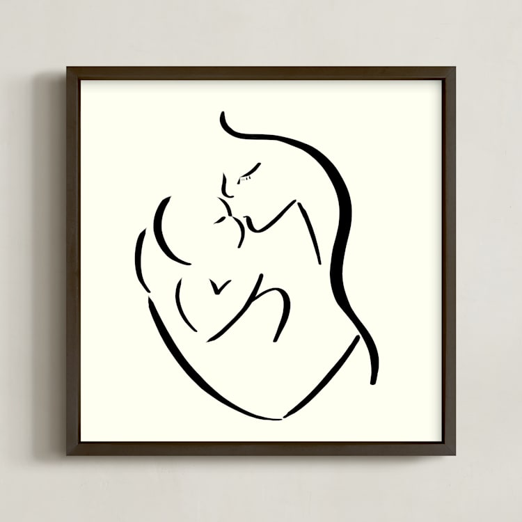 "Mama's arms" - Art Print in monochrome by Keely Norton Owendoff - Framed