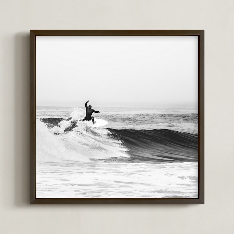 "Surfs Up" - Art Print in black & white by Kamala Nahas - Framed
