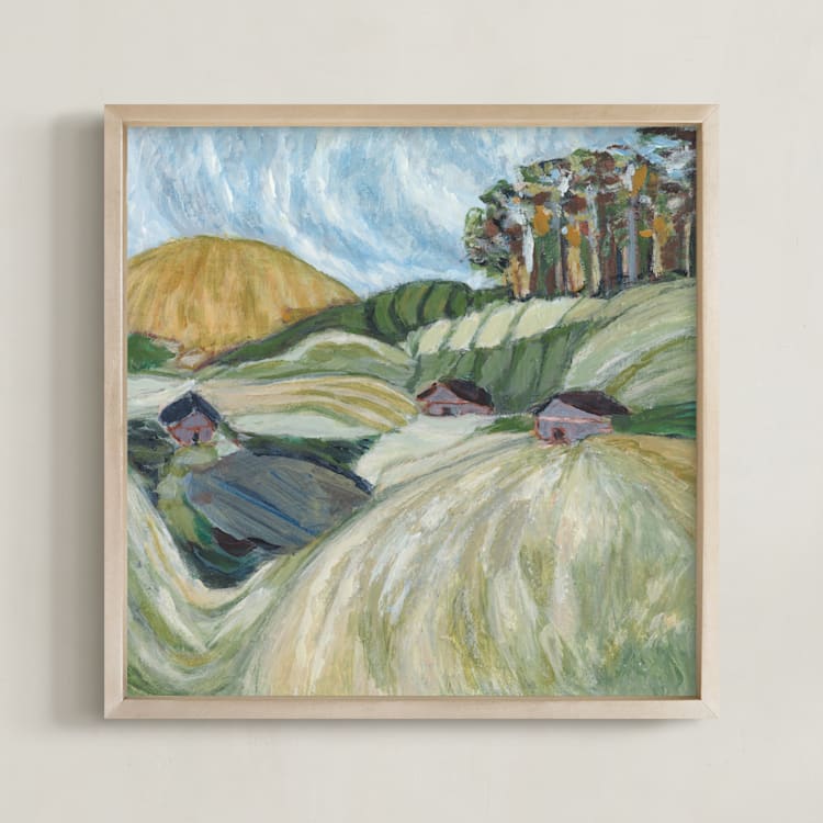 "The Burren" - Art Print in Irish Greens by Mary Gaspar - Framed