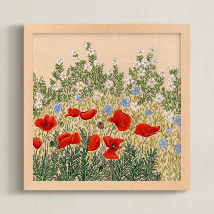 "Late Spring Morning 2" - Art Print in Poppy Red by Janie Allen - Framed