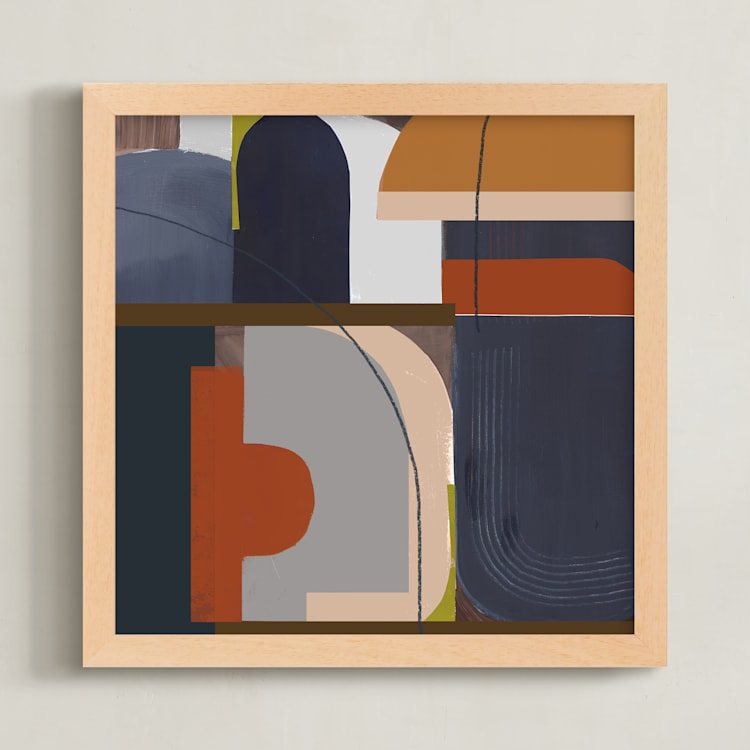 "Modern Arches" - Art Print in Navy by AlisonJerry - Framed