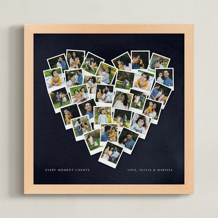 "Painted Hues Heart Snapshot Mix® Cool" - Framed Photo in Midnight Blue by Minted - Framed