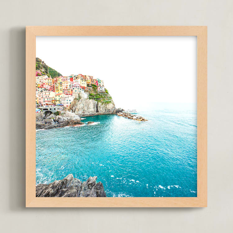 "Above the Sea" - Art Print in Mediterranean Aqua by Molly Goodman - Framed