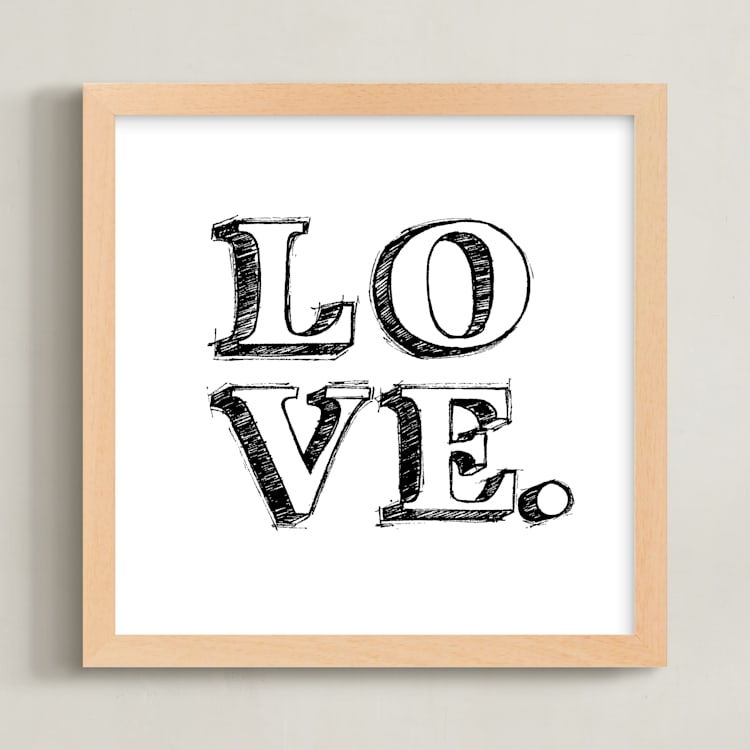 "L-O-V-E" - Art Print in Black by Daniela - Framed