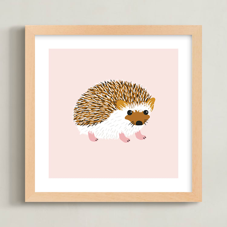 "Little Hedgehog" - Art Print in Blush by Genna Blackburn - Framed