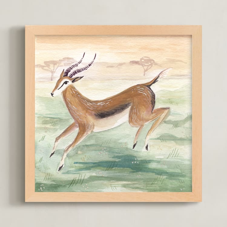 "Antelope" - Art Print in Meadow green by Emilie Simpson - Framed