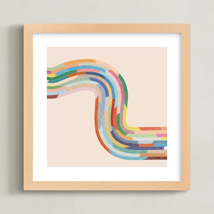 "Rainbow River" - Art Print in Lollipop by Emily Kariniemi - Framed