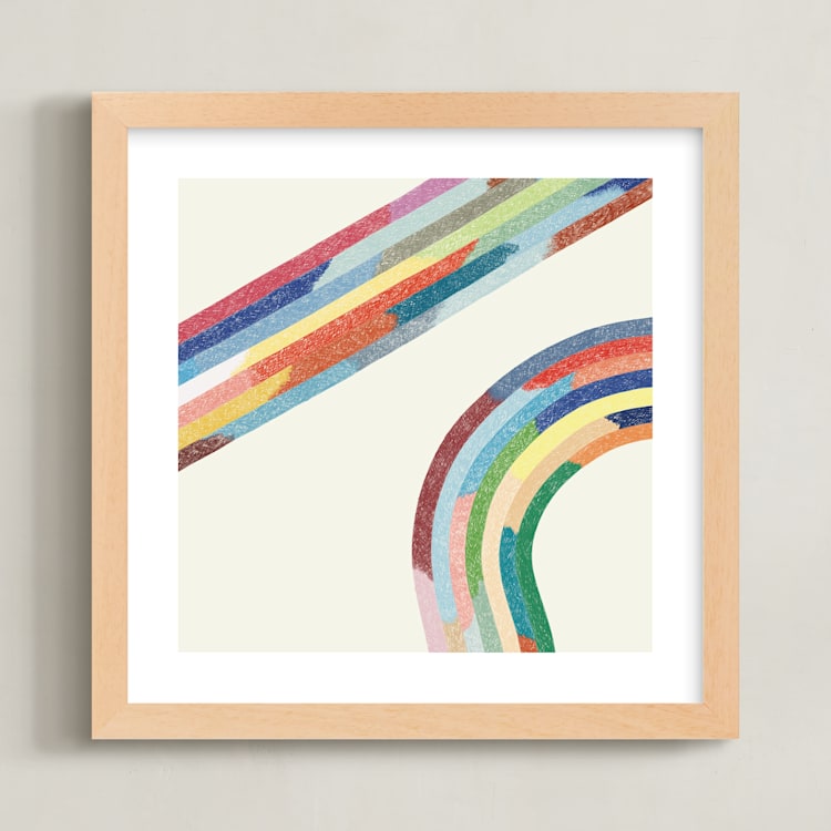 "Rainbow Rollercoaster" - Art Print in Vintage by Emily Kariniemi - Framed