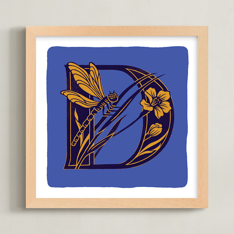 "Animal Alphabet 4" - Art Print in Royal by Lia Geeter - Framed